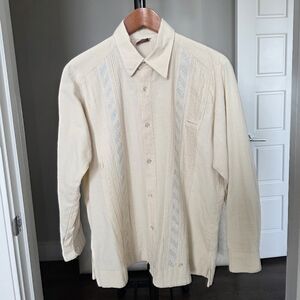 100% Linen hand-embroidered Guayabera Style Shirt For Men Size 42